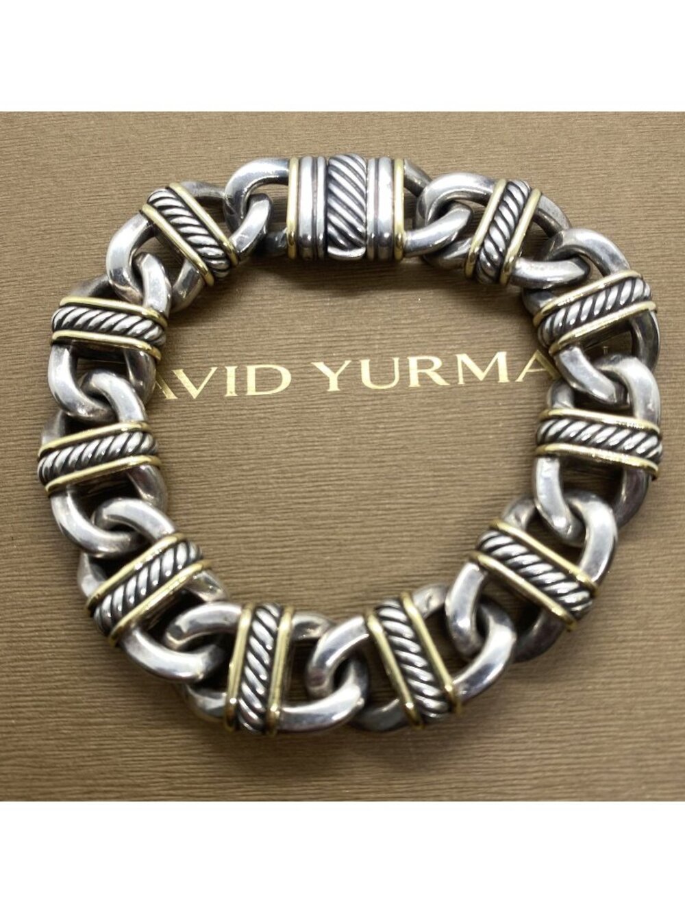 David Yurman Madison Sterling Silver 925 Yellow Gold 750 Bracelet 64.4 Grams